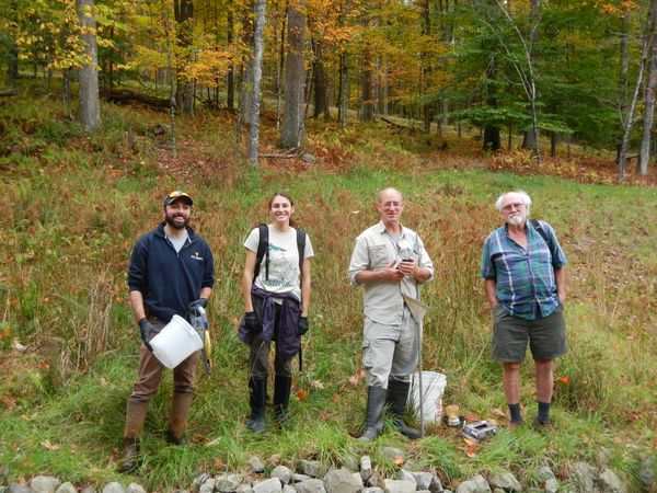 A team including (from left) WVU graduate student Joe Kingsbury, WVWRI Water Resources Specialist Rachel Spirnak, West Virginia Department of Environmental Protection Northern Watershed Basin Coordinator Martin Christ and Kevin Campbell, of the Buckhannon